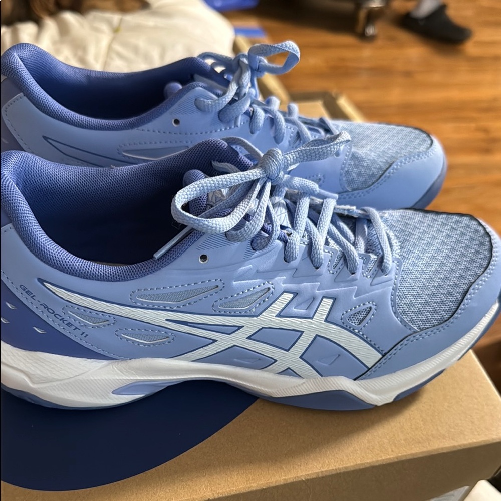 Asics Blue and White Athletic Shoes with Breathable Mesh Gel-Rocket 11